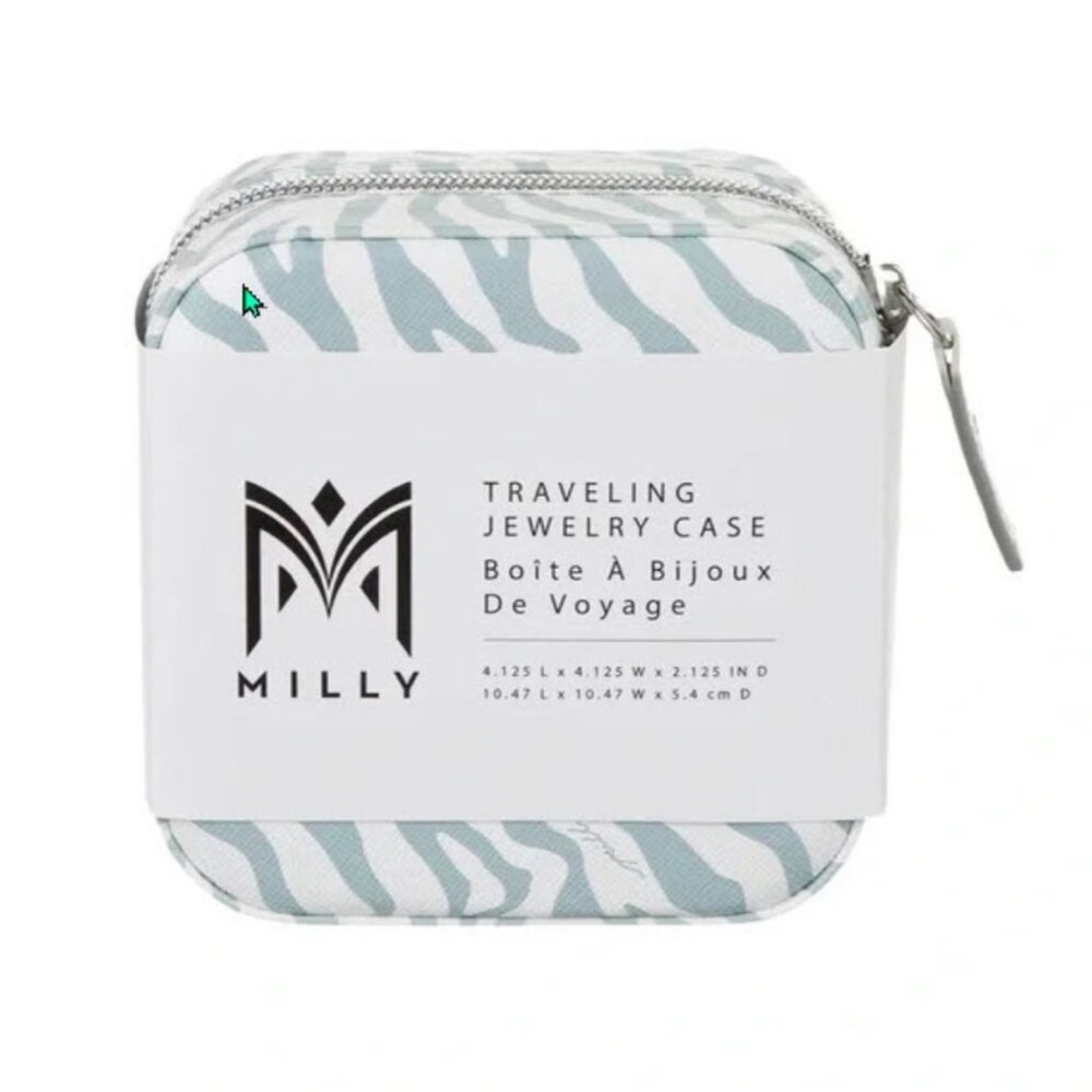 Milly Zebra Print Jewelry Case in Blue and White